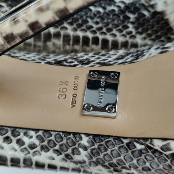 Michael Kors snakeskin peep toe stiletto platform heels - Picture 11 of 12